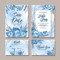 invitación boda azul rosa vector