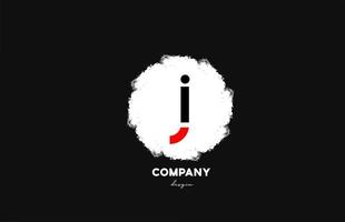 J black red white alphabet letter logo icon with grunge design for company and business vector