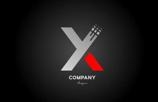 Diseño de icono de logotipo de letra del alfabeto gris rojo x para negocios y empresa vector