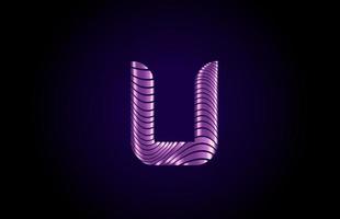 U icono de logotipo de letra del alfabeto azul púrpura para empresa. Diseño de línea metálica simple para empresas y negocios. vector