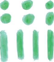 A Set of Green Water Color and Brush Stroke Paint Vector