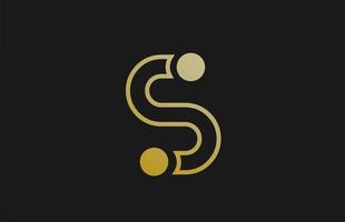 Oro dorado línea s diseño de logotipo letra del alfabeto con el icono de círculo para empresa y negocio vector