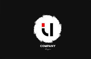 U black red white alphabet letter logo icon with grunge design for company and business vector