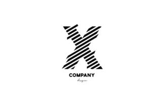 black and white X alphabet letter logo design icon for company and business vector