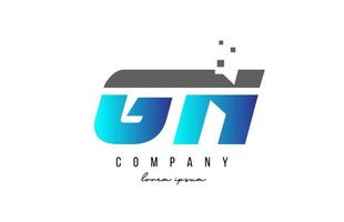 GN G N alphabet letter logo combination in blue and grey color. Creative icon design for company and business vector