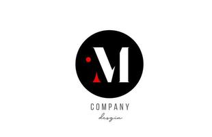 M letter alphabet icon logo design in white red with circle for business and company vector