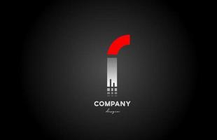 Diseño de icono de logotipo de letra del alfabeto gris rojo r para negocios y empresa vector