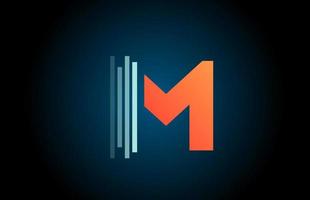 orange blue M alphabet letter logo icon for company and business with line design vector