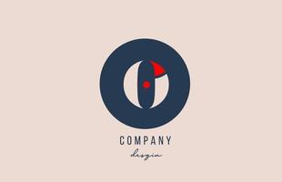 red dot O letter alphabet logo icon design with blue circle for company and business vector