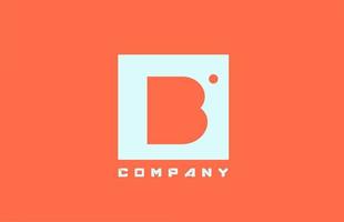 white orange B alphabet letter logo icon for business and company with dot design vector