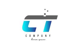 Ct ct combinación de logotipo de letra del alfabeto en color azul y gris. Diseño de icono creativo para empresa y negocio. vector