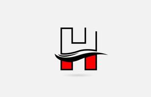 H red black alphabet letter logo icon for company with line design vector