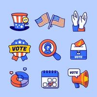 American Presidential Election Icon Set vector
