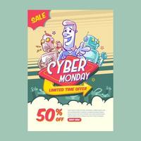 cartel de venta de cyber monday de estilo retro vector