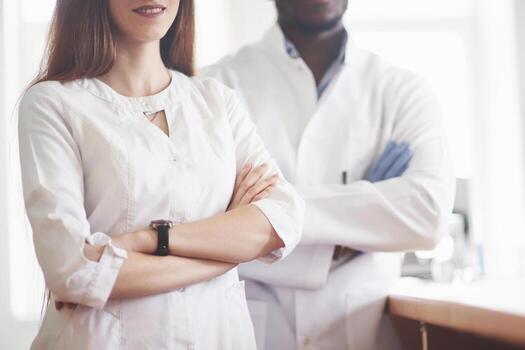 Laboratory laboratories conduct experiments in a chemical laboratory in transparent flasks. Output formulas photo