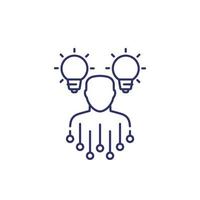 idea generation icon on white, line vector