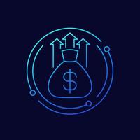 wealth growth line vector icon