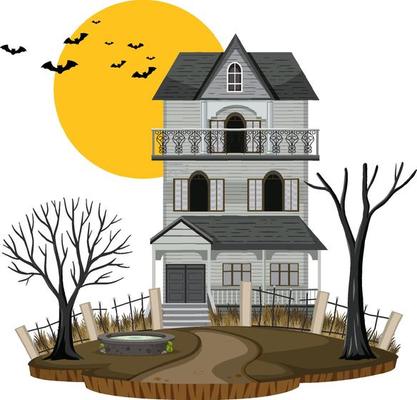 Halloween haunted house on white background