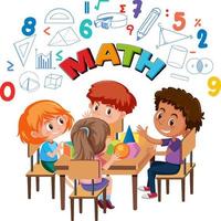 Group of student learning math vector