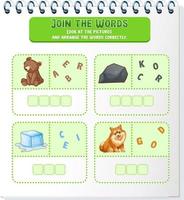 Spelling word game template vector