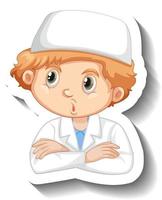 Scientist muslim boy cartoon character sticker vector