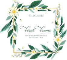 Square frame of tropical foliage card template vector