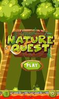 Plantilla de juego con el logotipo de Nature Quest y el botón de reproducción. vector