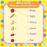 Match the words with the correct pictures vector