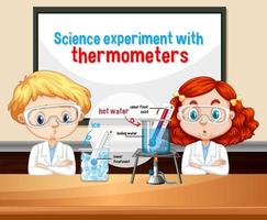 Science experiment with thermometers vector