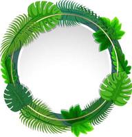 Round frame with tropical green leaves vector