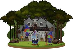 Witch house in the dark forest vector