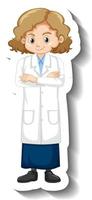 A girl in science gown cartoon character sticker vector