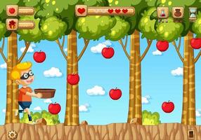 Collecting Apples Game Scene Template vector