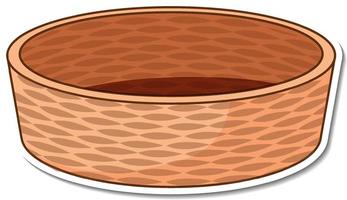 Sticker design with empty wooden basket isolated vector