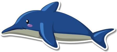 Cute dolphin cartoon sticker vector