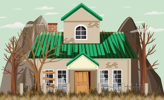 Abandon empty rural town with old broken house background vector