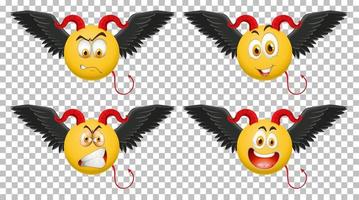 Set of devil emoticon with facial expression vector