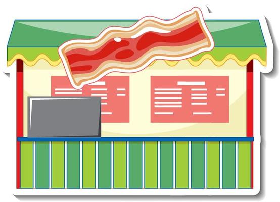 Sticker template with Bacon store front isolated