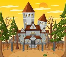 Haunted halloween mansion at daytime vector