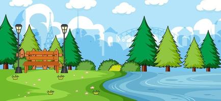Empty scene with many trees in the park vector
