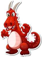 Red Dragon cartoon character sticker vector