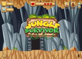 Jungle survivor game logo with scene vector