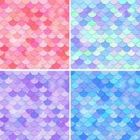 Set of fish scale seamless pattern background vector