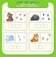 Spelling word game template vector