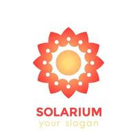 logo solarium con sol y flor. vector
