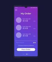 Place Order mobile app ui design vector