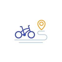 icono de vector de bicicleta y ruta