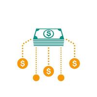 Financial assets diversification, interest return, income, investments icon vector