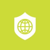 network security icon with shield and globe vector