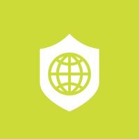 network security icon with shield and globe vector